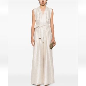 Adam Lippes Nansi belted metallic-tweed jumpsuit